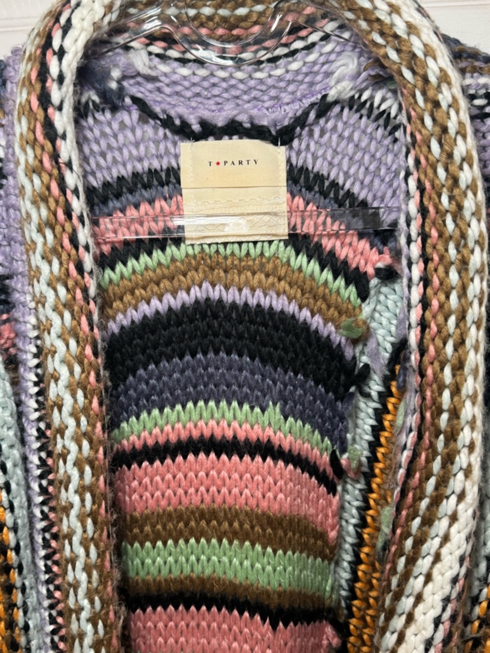 *RARE* Free People Tparty Technicolor Multicolor Knit Long Cardigan w/ fringe - Picture 12 of 14